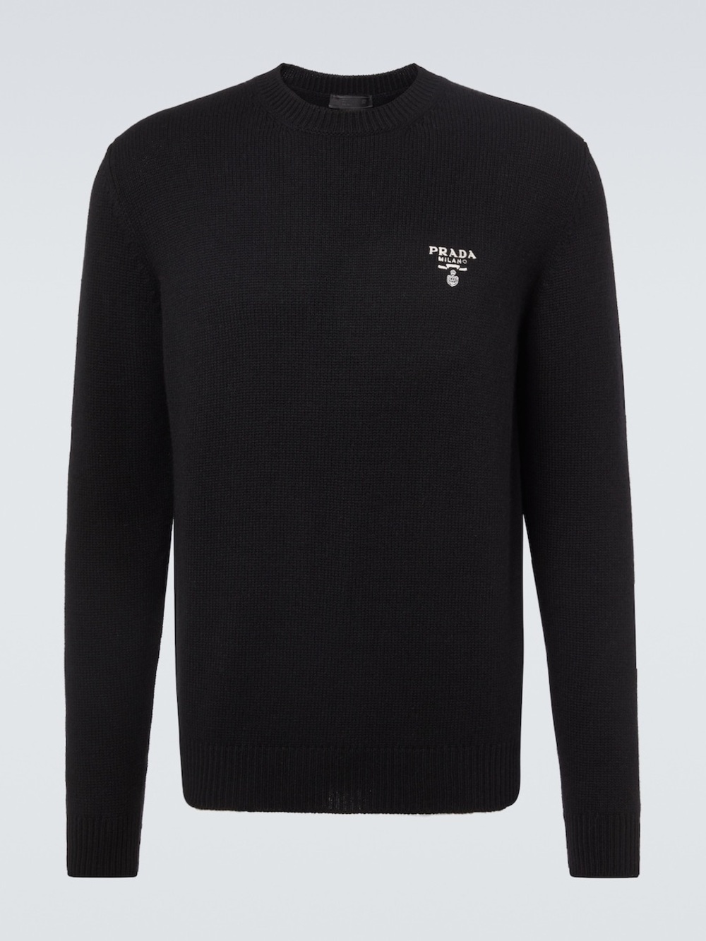 Prada Black Crewneck Logo Knit mens Sweater
